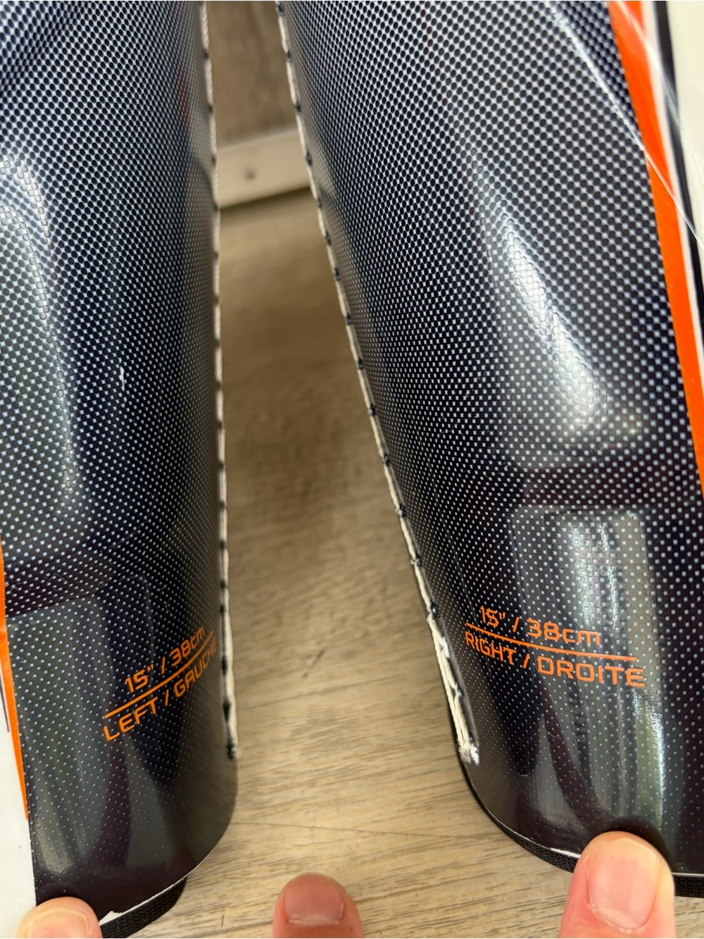 Bauer Supreme One60 Hockey Shin Guards Senior 15" protective Gear White Orange - Picture 2 of 13